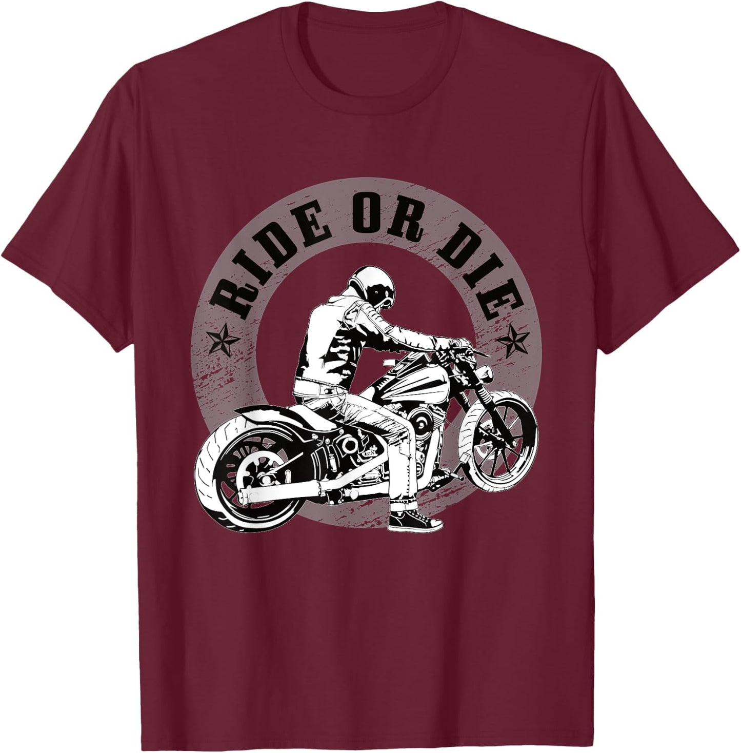 Ride or Die Motorcycle T-Shirt - T-Shirt | Maroon