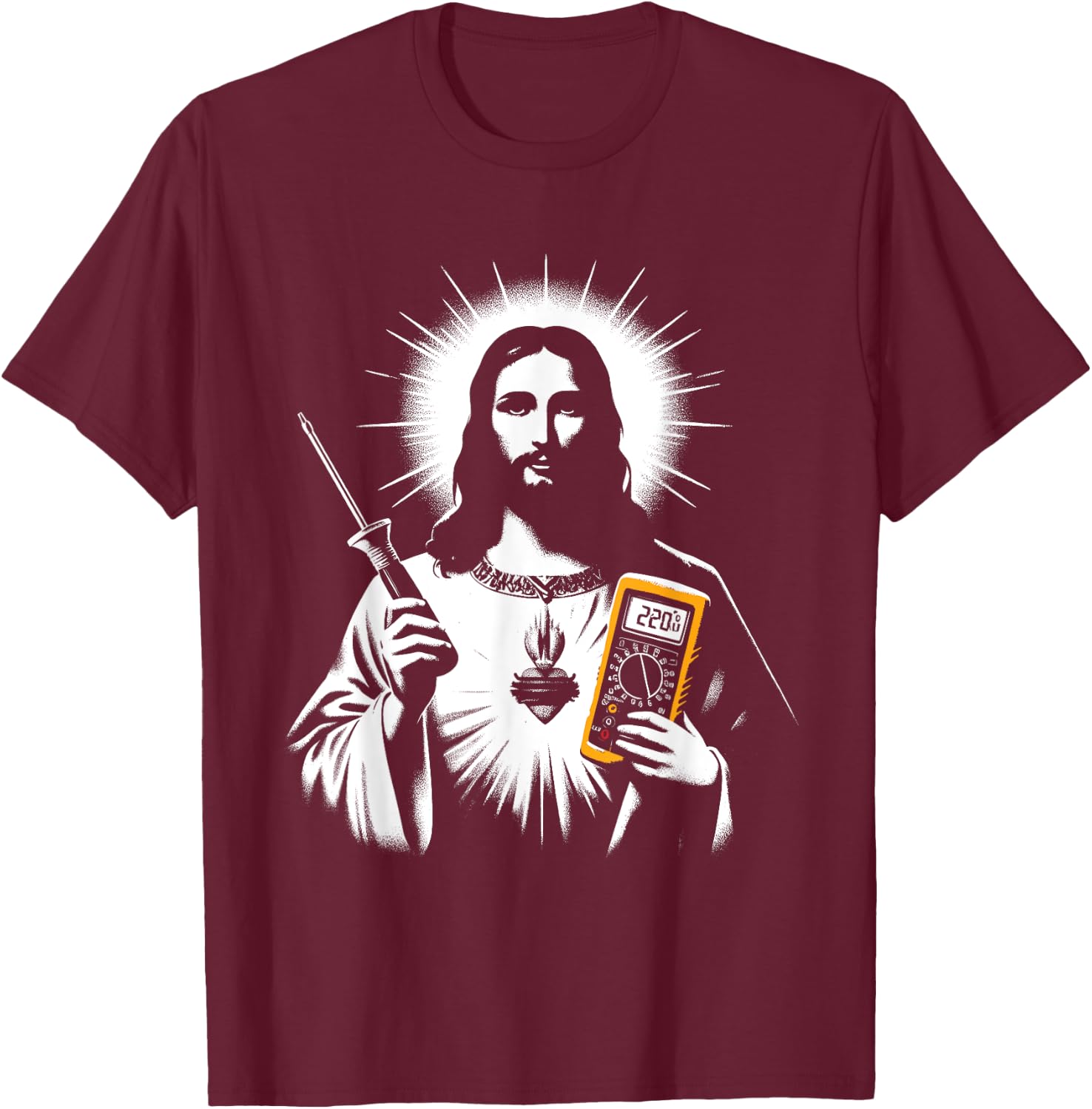 Jesus Electrician - Funny Christian Religious Electrician T-Shirt - T-Shirt | Maroon