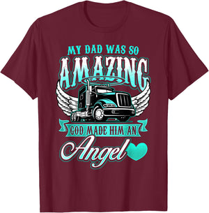 God made my father an angel truck driver father T-Shirt - T-Shirt | Maroon