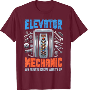 Elevator Lover Installer Elevator Technician Funny T-Shirt - T-Shirt | Maroon