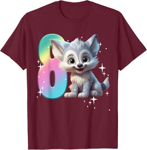 8th Birthday Wolf Shirt Birthday Girl Outfit Wolves 8 Eight T-Shirt - T-Shirt | Maroon