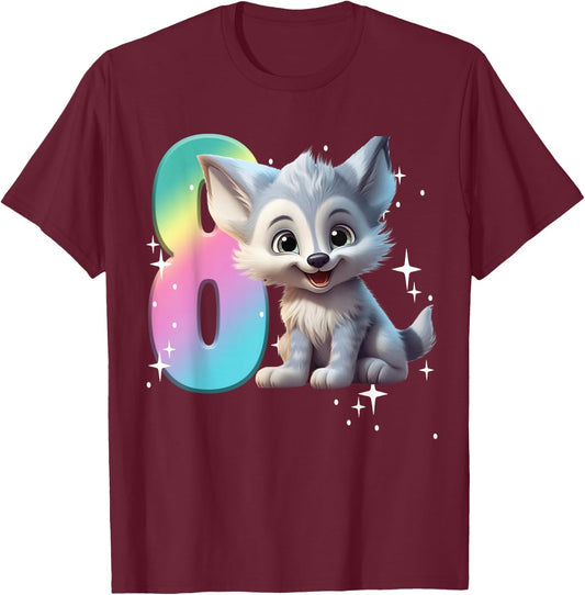 8th Birthday Wolf Shirt Birthday Girl Outfit Wolves 8 Eight T-Shirt - T-Shirt | Maroon