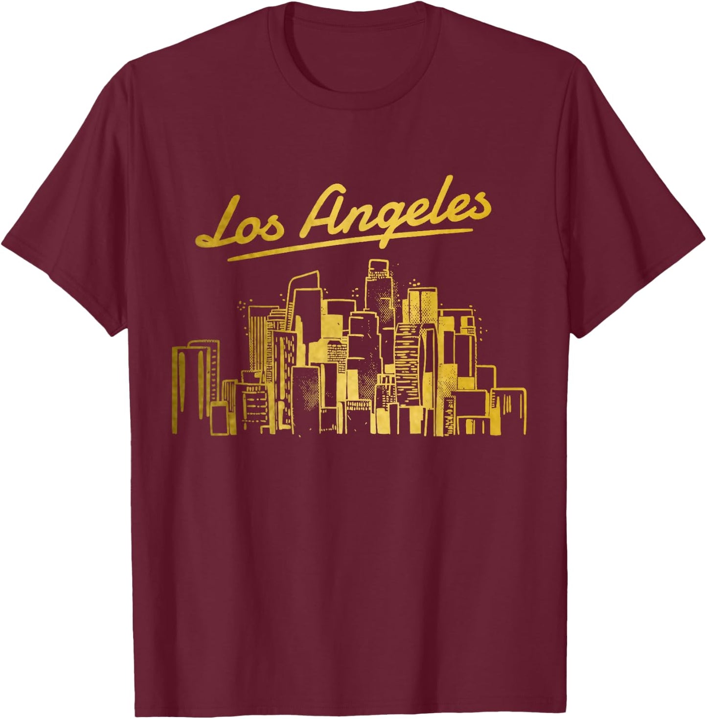Los Angeles Skyline LA Vintage California T-Shirt - T-Shirt | Maroon