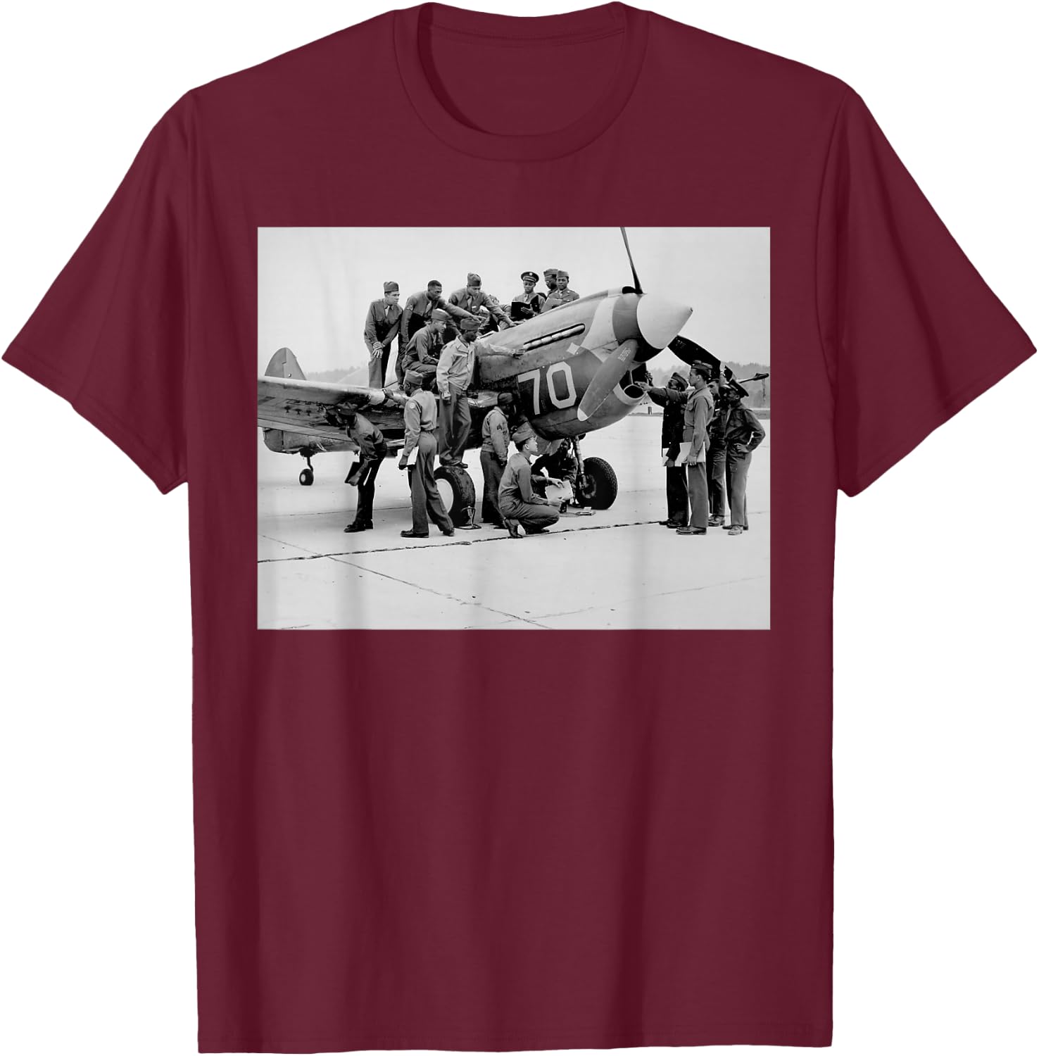Vintage Tuskegee Pilots USA Black History World War 2 Airmen T-Shirt - T-Shirt | Maroon