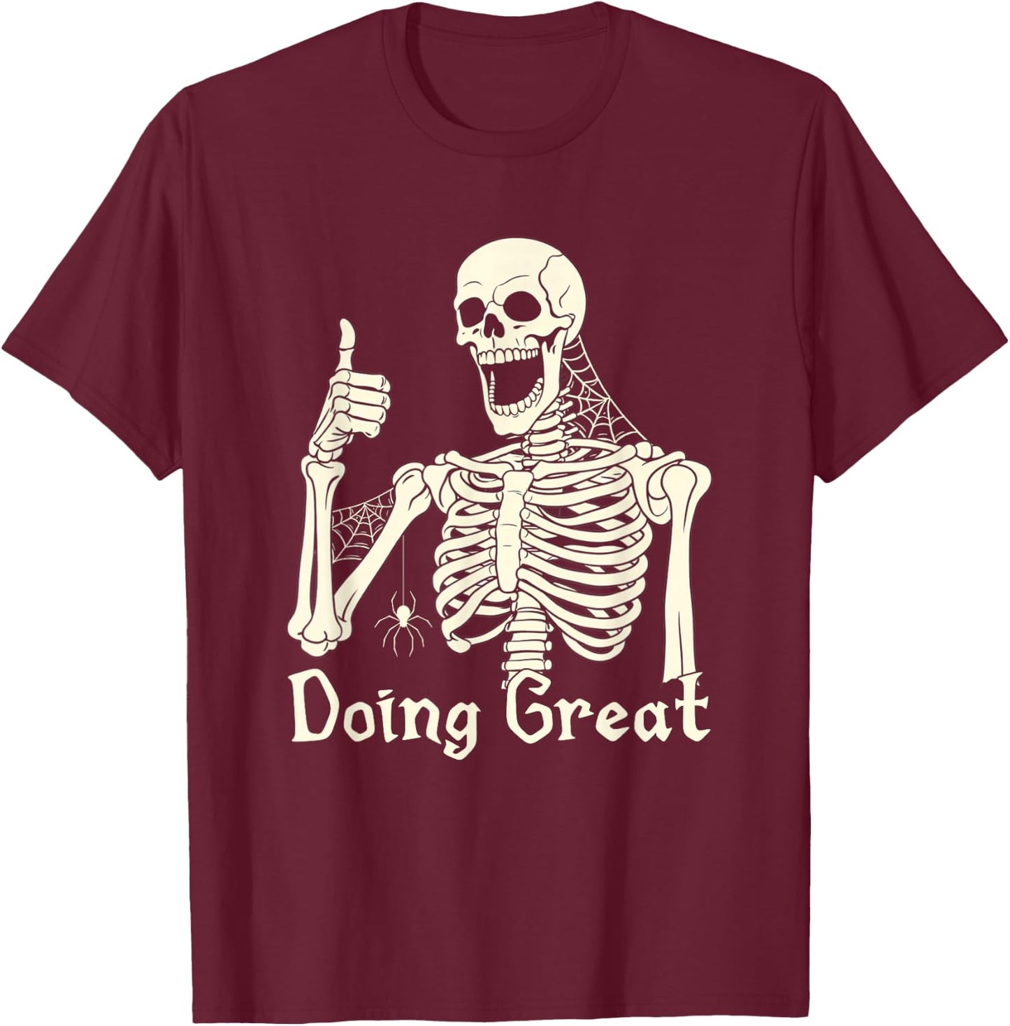 Skeleton Sarcastic Joke Meme Doing Great Thumbs Up Hilarious T-Shirt - T-Shirt | Maroon