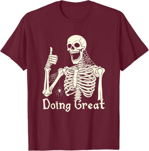 Skeleton Sarcastic Joke Meme Doing Great Thumbs Up Hilarious T-Shirt - T-Shirt | Maroon