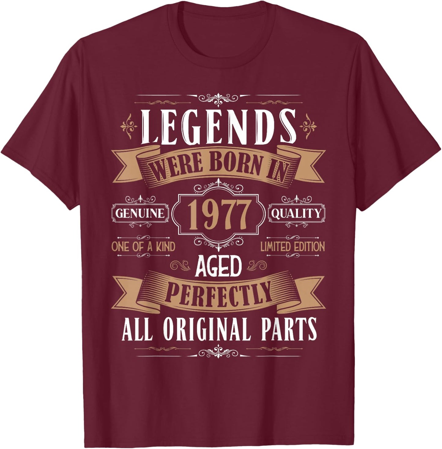 Legends Born in 1977 48th Birthday 48 Years Old Bday Men T-Shirt - T-Shirt | Maroon
