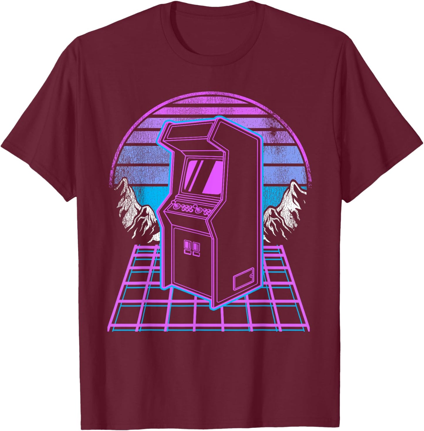 Arcade Machine Synthwave 90s Video Games Retro Gaming T-Shirt - T-Shirt | Maroon