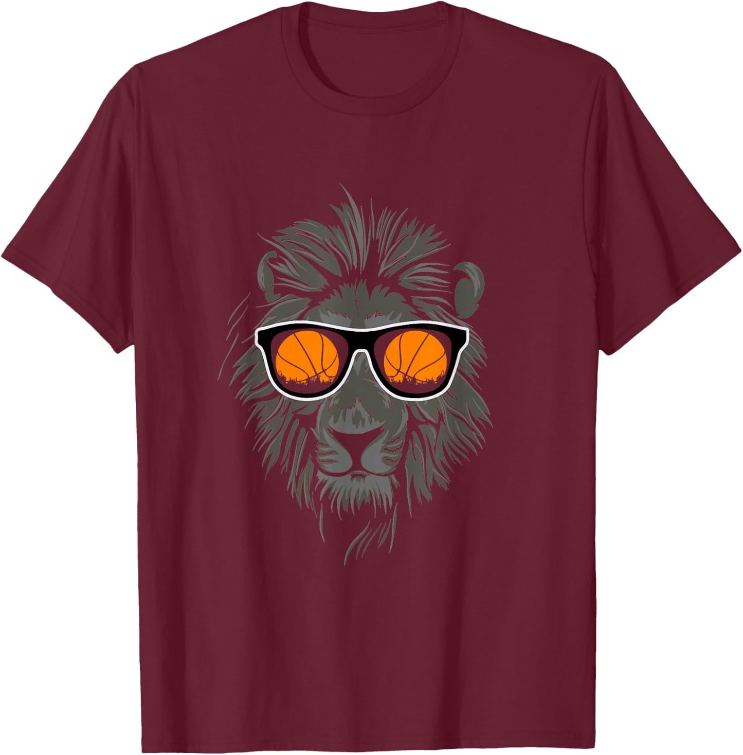 Cool Basketball Lion With Sunglasses T-Shirt - T-Shirt | Maroon