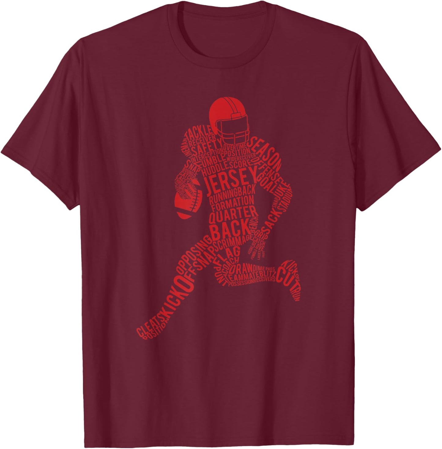 Football Player Typography T-Shirt - T-Shirt | Maroon
