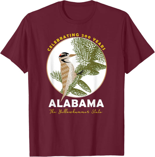 Alabama Bicentennial The Yellowhammer State 1819-2019 T-Shirt - T-Shirt | Maroon