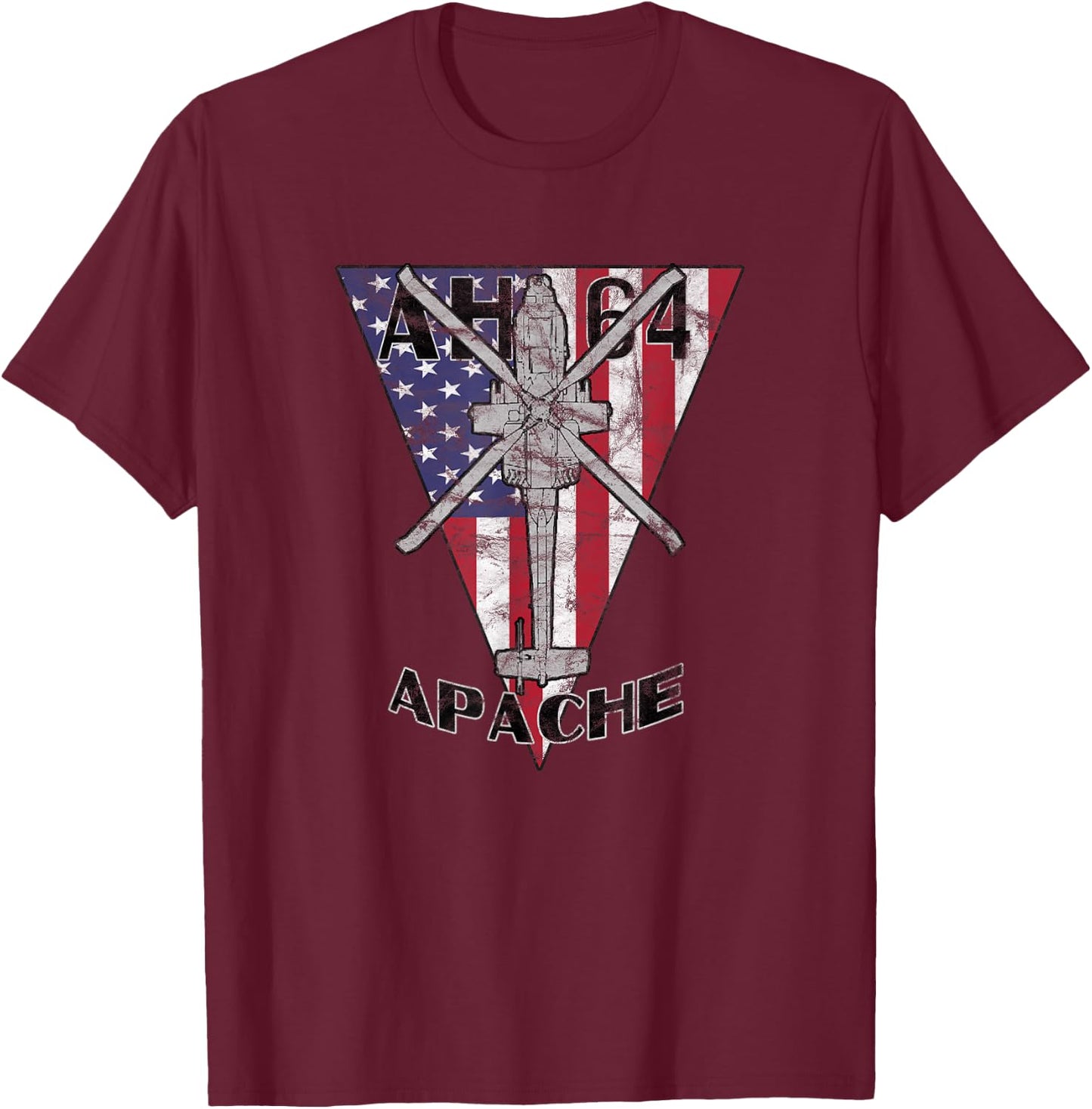 AH-64 Apache attack helicopter patriotic vintage design T-Shirt - T-Shirt | Maroon