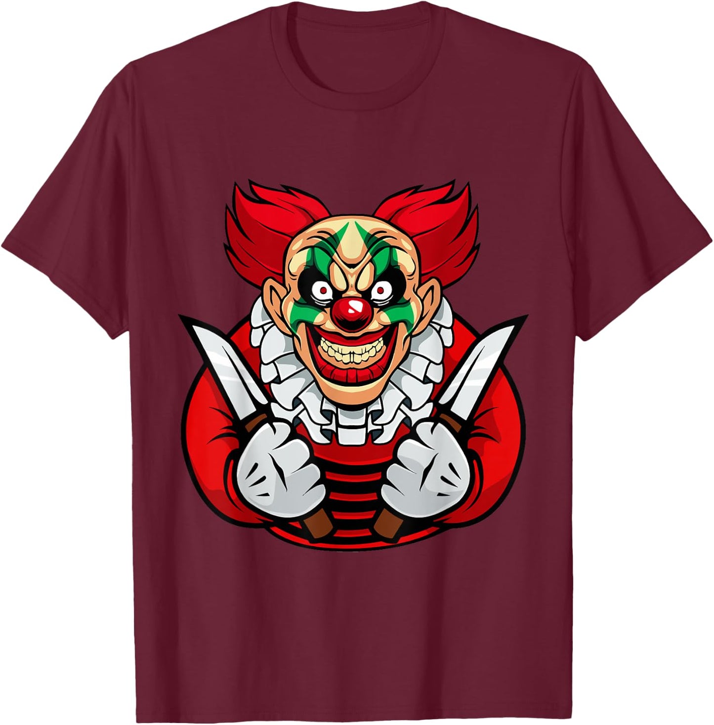 Scary clown shirt as a costume for Halloween celebration T-Shirt - T-Shirt | Maroon