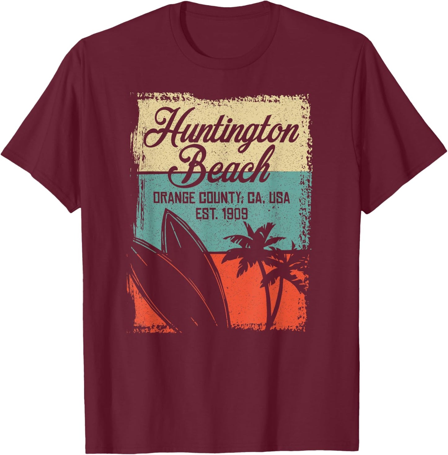 Cool Huntington Beach Surfing Competitions Men Women Girls Kids T-Shirt - T-Shirt | Maroon
