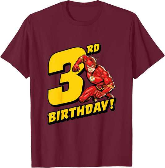 Kids The Flash 3rd Birthday T-Shirt - T-Shirt | Maroon