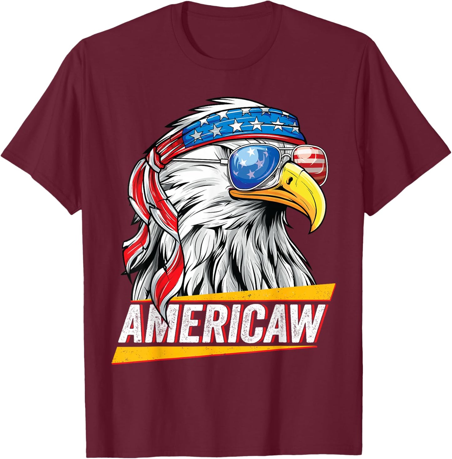 Bald Eagle Americaw American Flag USA Patriotic Merica T-Shirt - T-Shirt | Maroon