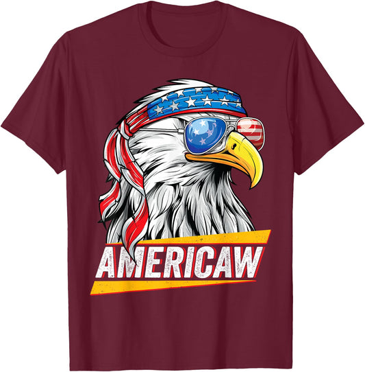 Bald Eagle Americaw American Flag USA Patriotic Merica T-Shirt - T-Shirt | Maroon