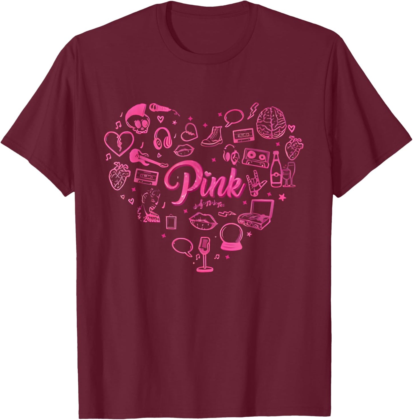 Girl Retro Pink First Name Personalized Groovy 80's Funny T-Shirt - T-Shirt | Maroon