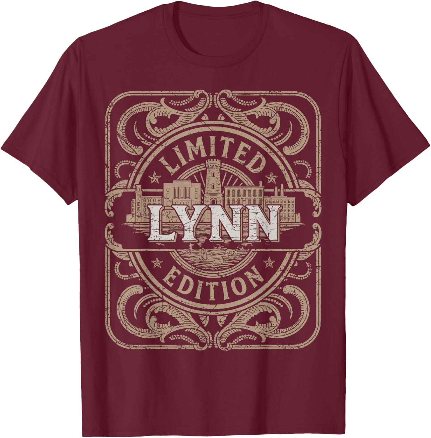 Lynn Vintage Lynn Massachusetts T-Shirt - T-Shirt | Maroon