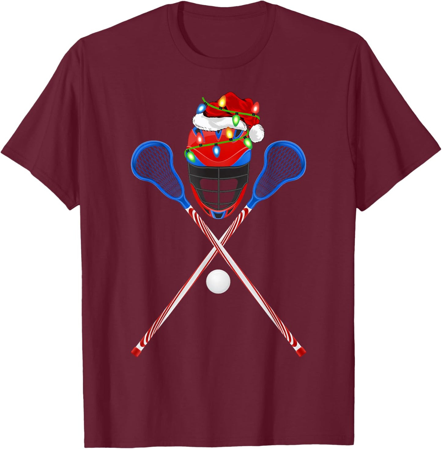 Lacrosse Sports Lover Xmas Santa Hat Lacrosse Christmas T-Shirt - T-Shirt | Maroon