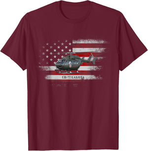 UH-72 Lakota Helicopter USA Flag Helicopter Pilot Gifts Women Men T-Shirt - T-Shirt | Maroon