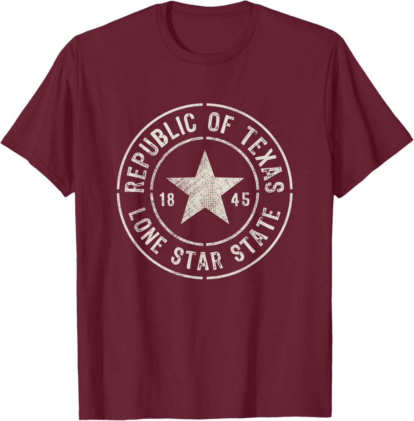 Texas The Lone Star State Republic Of Texas 1845 T-Shirt - T-Shirt | Maroon