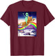 Alien Riding Cat Over Rainbow Men Women Kids T-Shirt - T-Shirt | Maroon