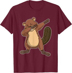 Dabbing Beaver T-Shirt - T-Shirt | Maroon