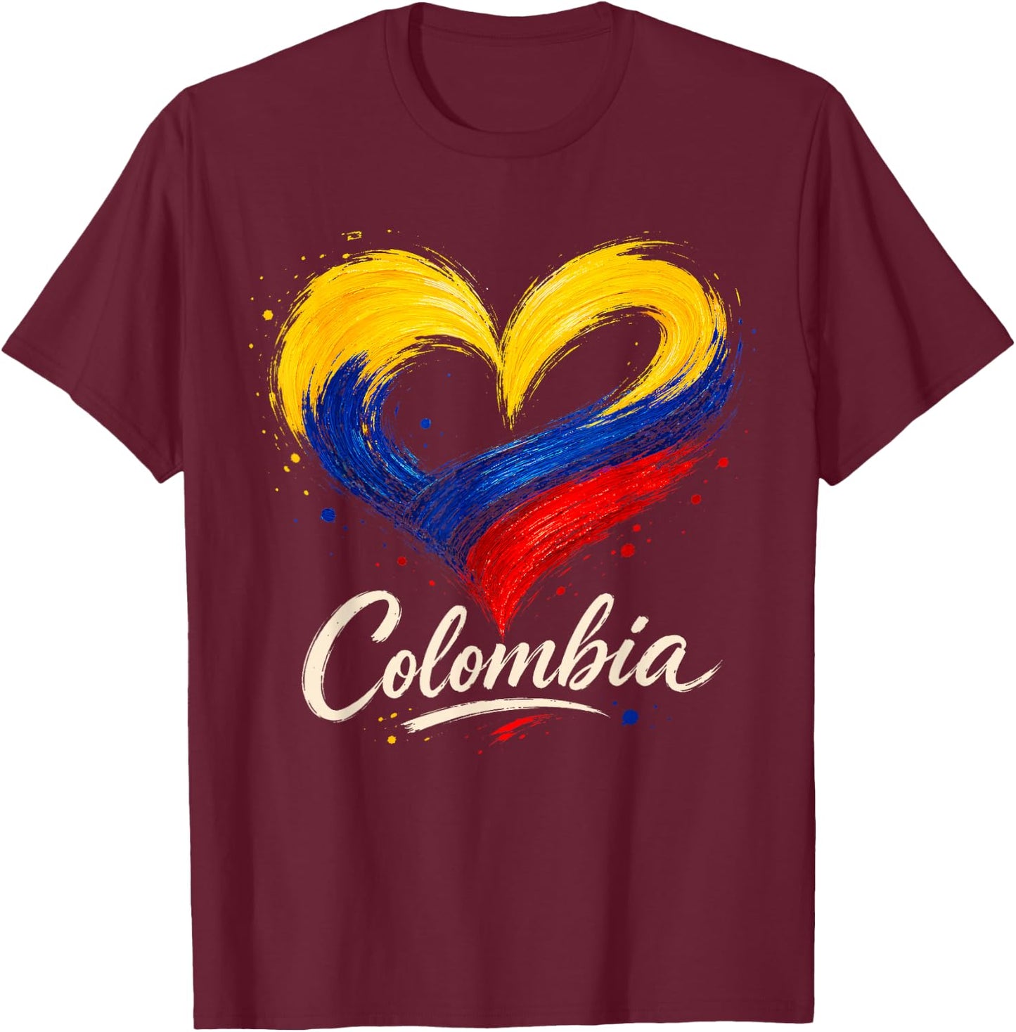 Love Colombia Flag Heart Pride Colombian Patriotic Women T-Shirt - T-Shirt | Maroon
