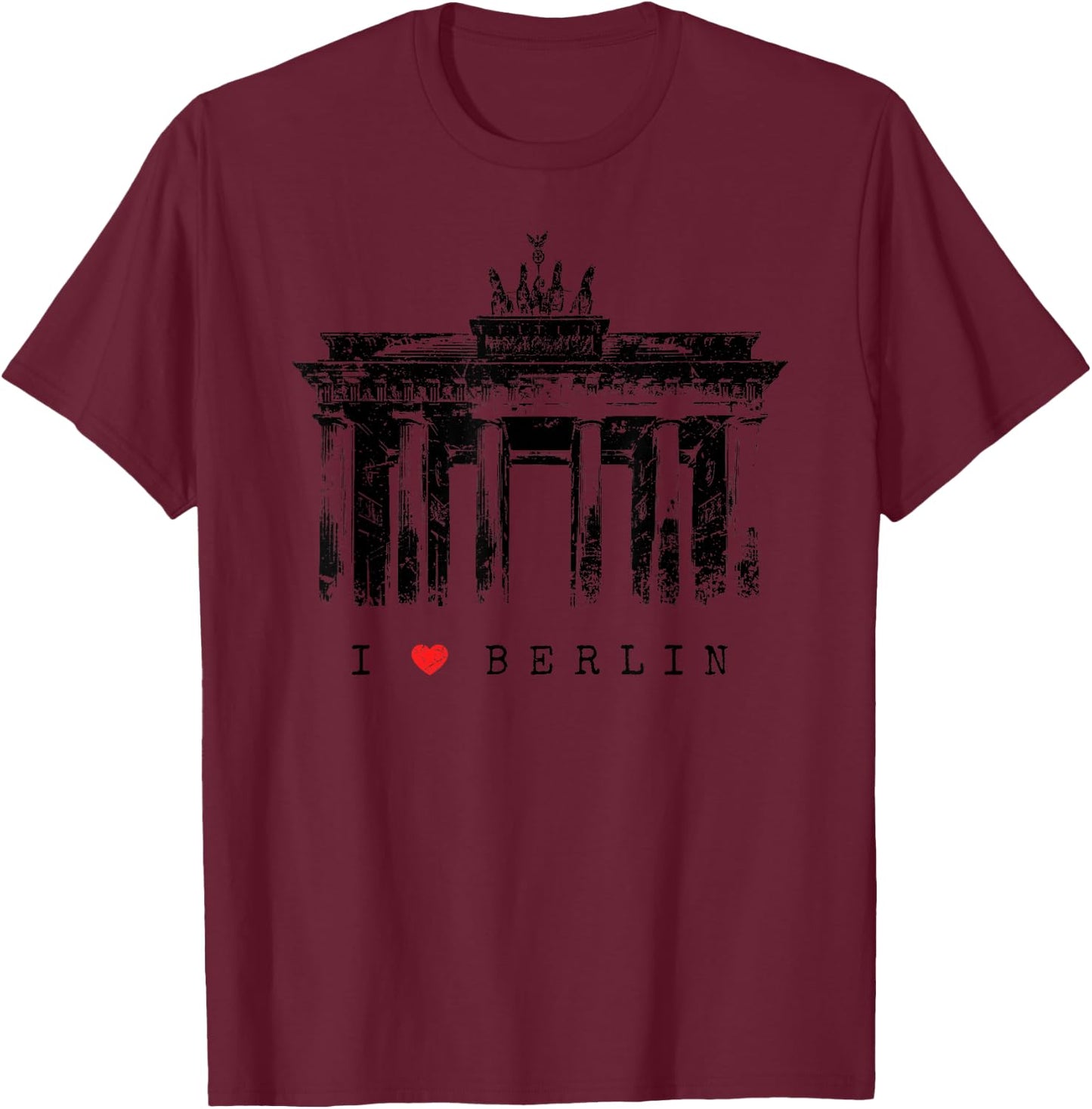 Berlin Brandenburg Gate Vintage Skyline I Love Germany T-Shirt - T-Shirt | Maroon