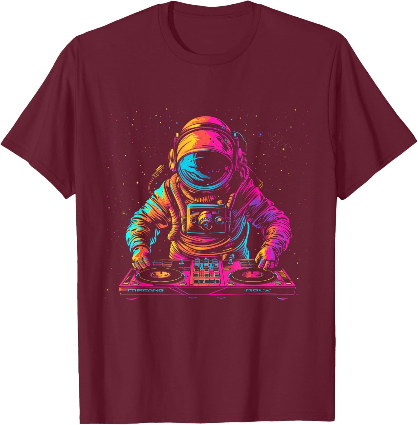DJ Astronaut Space EDM Techno House Music Vinyl Record T-Shirt - T-Shirt | Maroon