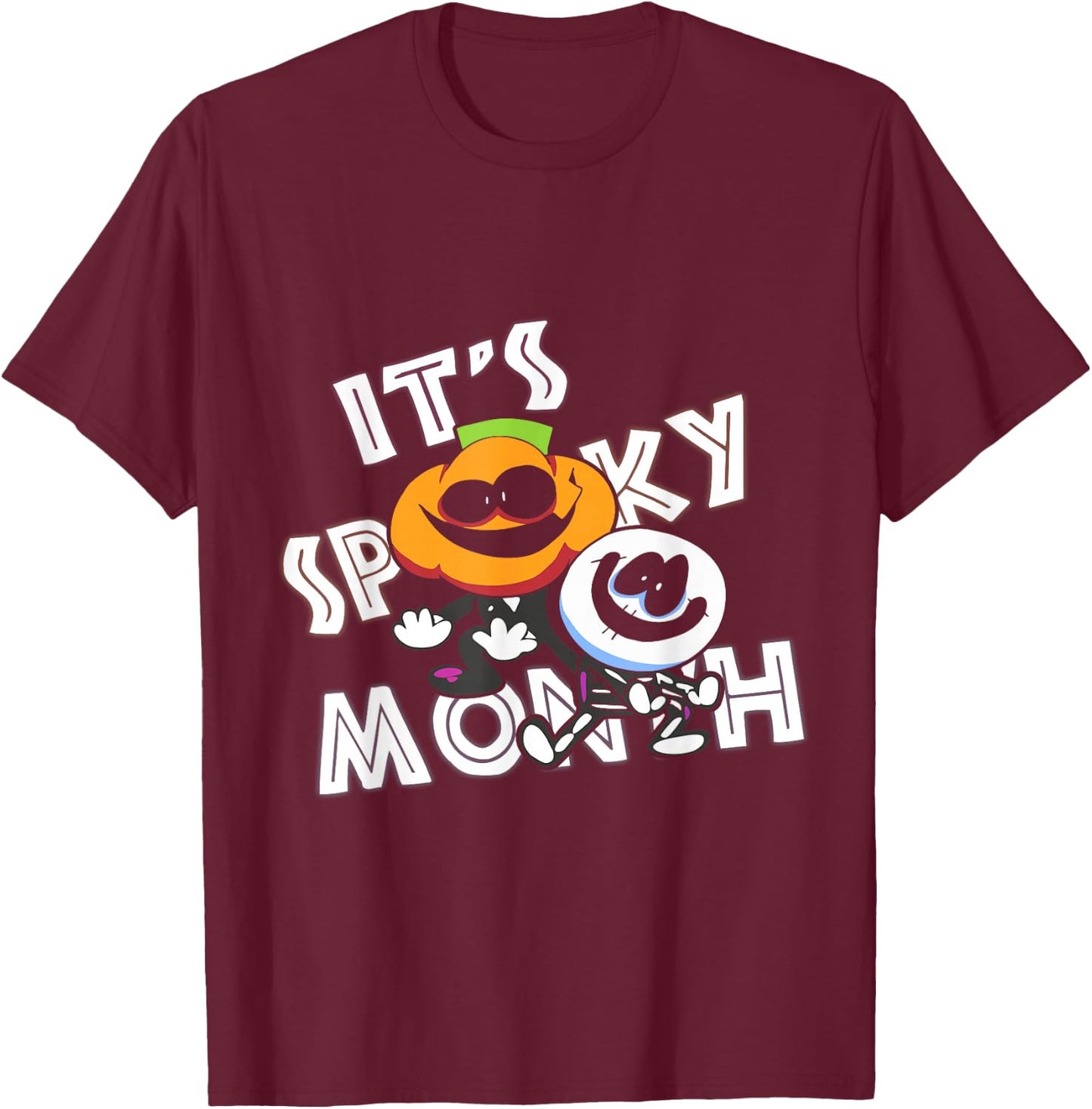 Retro Skid And Pump It's Spooky Month T-Shirt - T-Shirt | Maroon