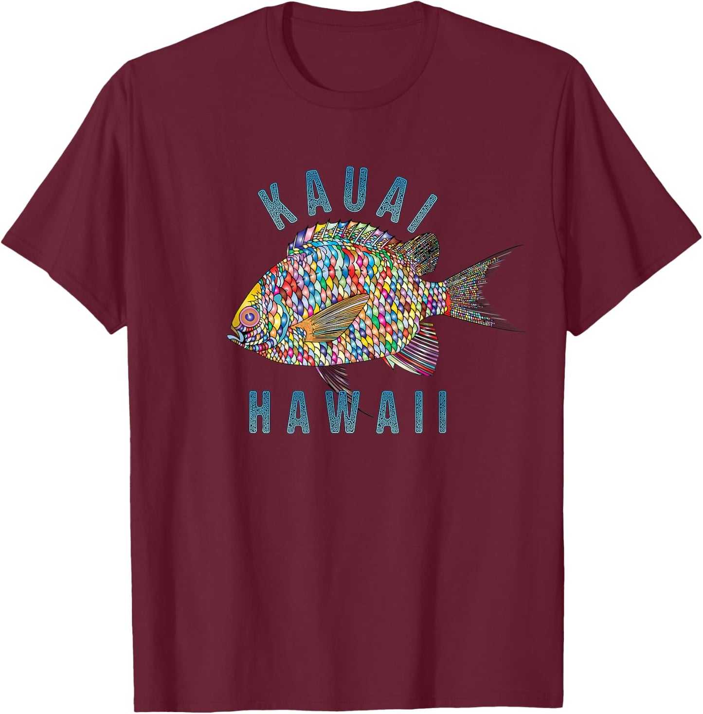 Kauai, Hawaii Beach Design / Souvenir Illustration Men Women Kids T-Shirt - T-Shirt | Maroon