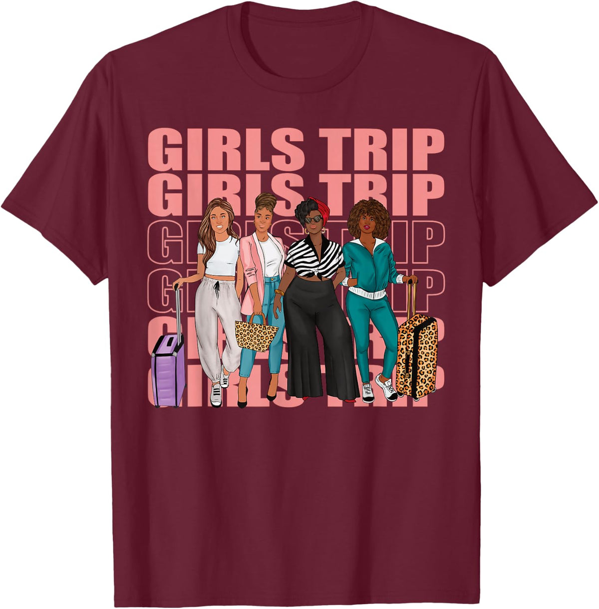 Girls Trip For Melanin Afro Black Vacation Women T-Shirt - T-Shirt | Maroon