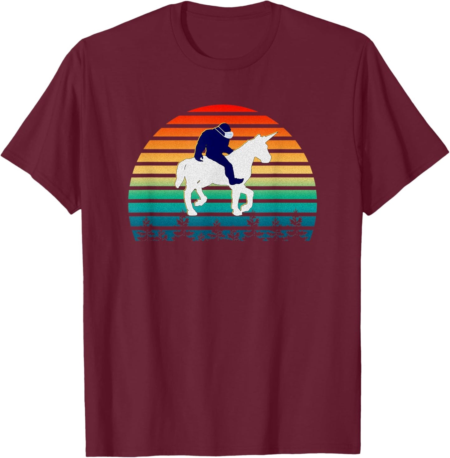 Bigfoot Riding Unicorn Women Kids T-Shirt - T-Shirt | Maroon