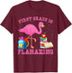 Funny First Grade Is Flamazing Flamingo 1st Day Of School T-Shirt - T-Shirt | Maroon