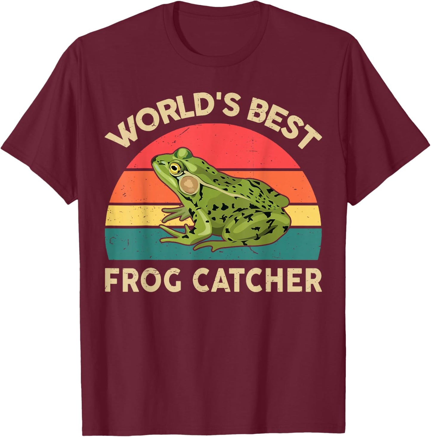 Kids World Best Frog Catcher Toddler Boy Funny Graphic T-Shirt - T-Shirt | Maroon