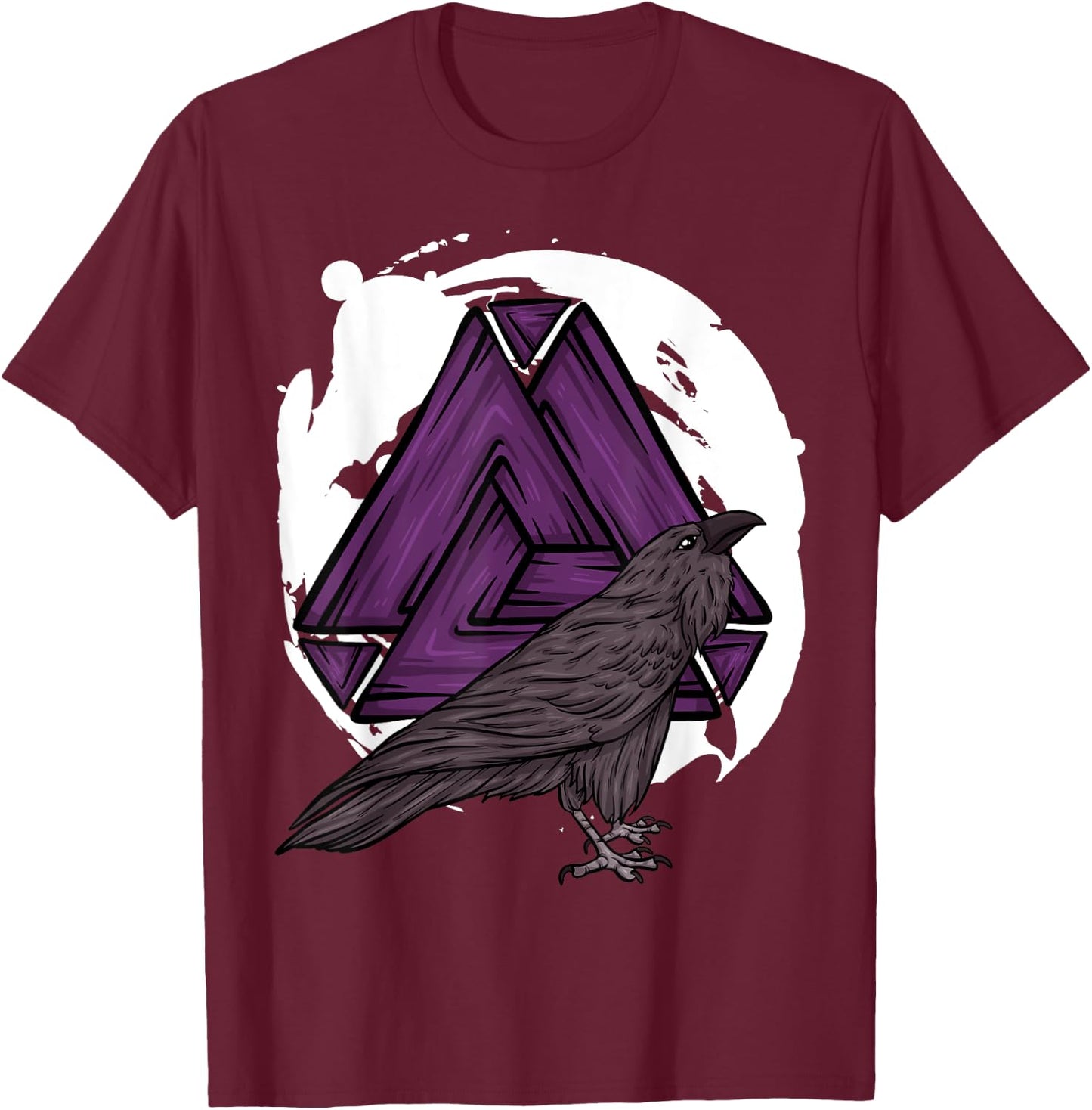 Viking Norway Norwegian Scandinavian Valhalla Raven T-Shirt - T-Shirt | Maroon