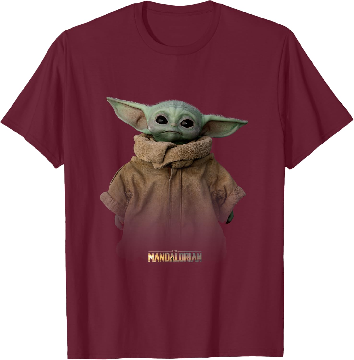 Star Wars The Mandalorian Logo The Child Simple Portrait T-Shirt - T-Shirt | Maroon