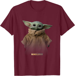 Star Wars The Mandalorian Logo The Child Simple Portrait T-Shirt - T-Shirt | Maroon