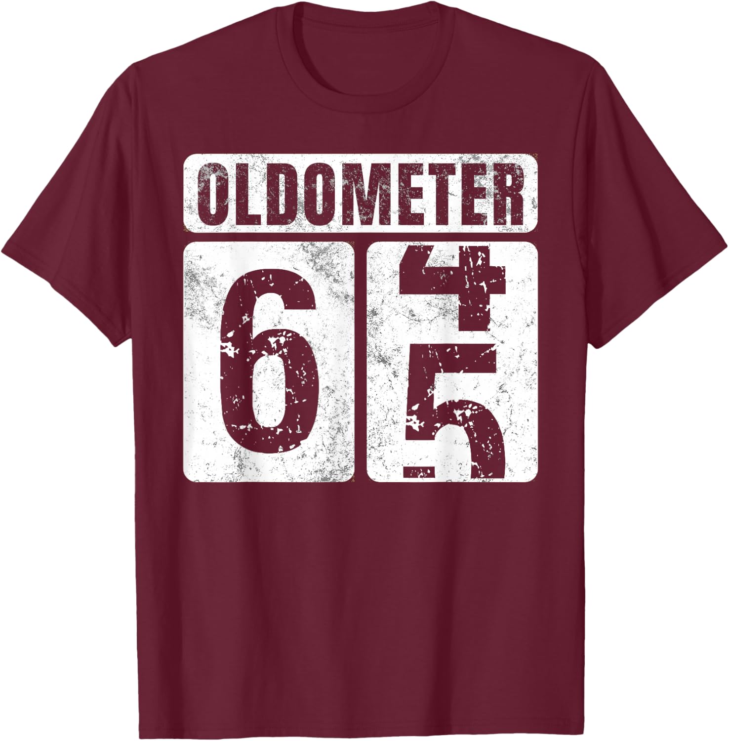 Oldometer 65 Shirt Vintage Funny 65th Birthday Gift T-Shirt - T-Shirt | Maroon