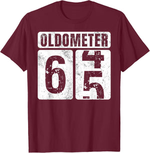 Oldometer 65 Shirt Vintage Funny 65th Birthday Gift T-Shirt - T-Shirt | Maroon