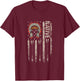 Cool Native American Feather Arrow Flag Headdress Indigenous T-Shirt - T-Shirt | Maroon