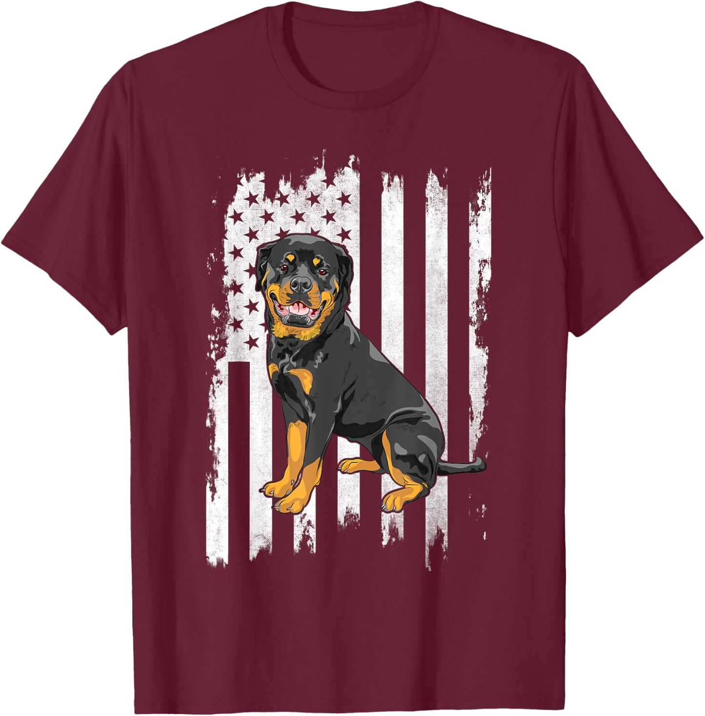 Rottie Dad Rottweiler Father's Day USA American 4th of July Women Men T-Shirt - T-Shirt | Maroon