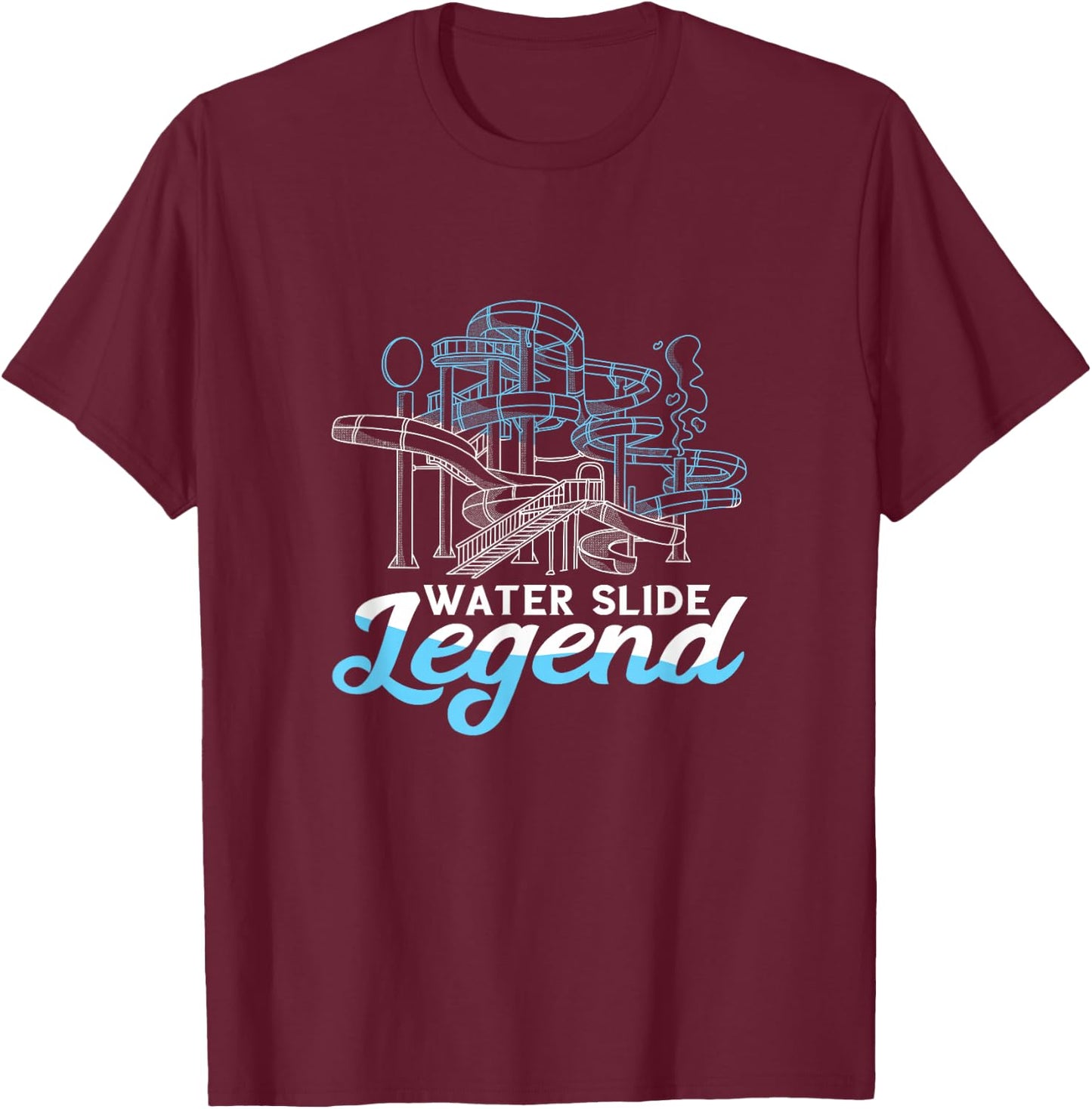 Water Slide Legend Waterslides Aqua Park Swimmer Waterpark T-Shirt - T-Shirt | Maroon