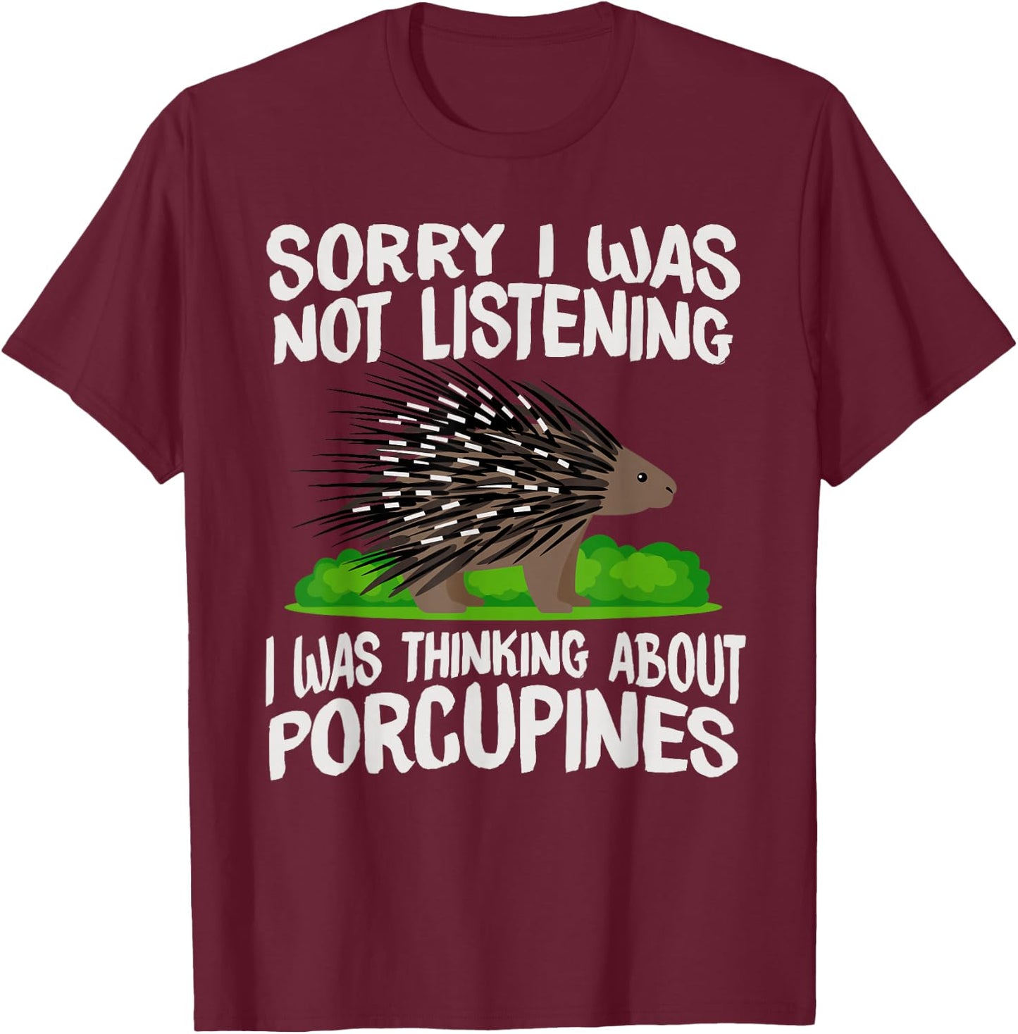 Porcupine Conservation Animal Rodent - Porcupine T-Shirt - T-Shirt | Maroon