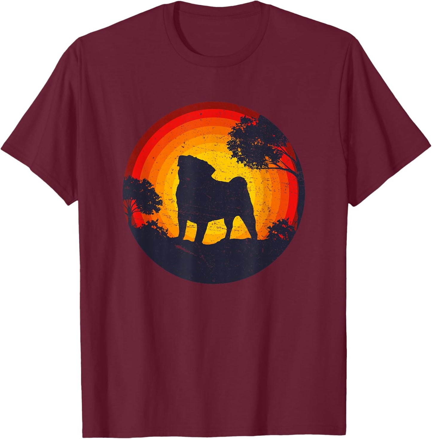 Pug Puggie-Dog T-Shirt - T-Shirt | Maroon
