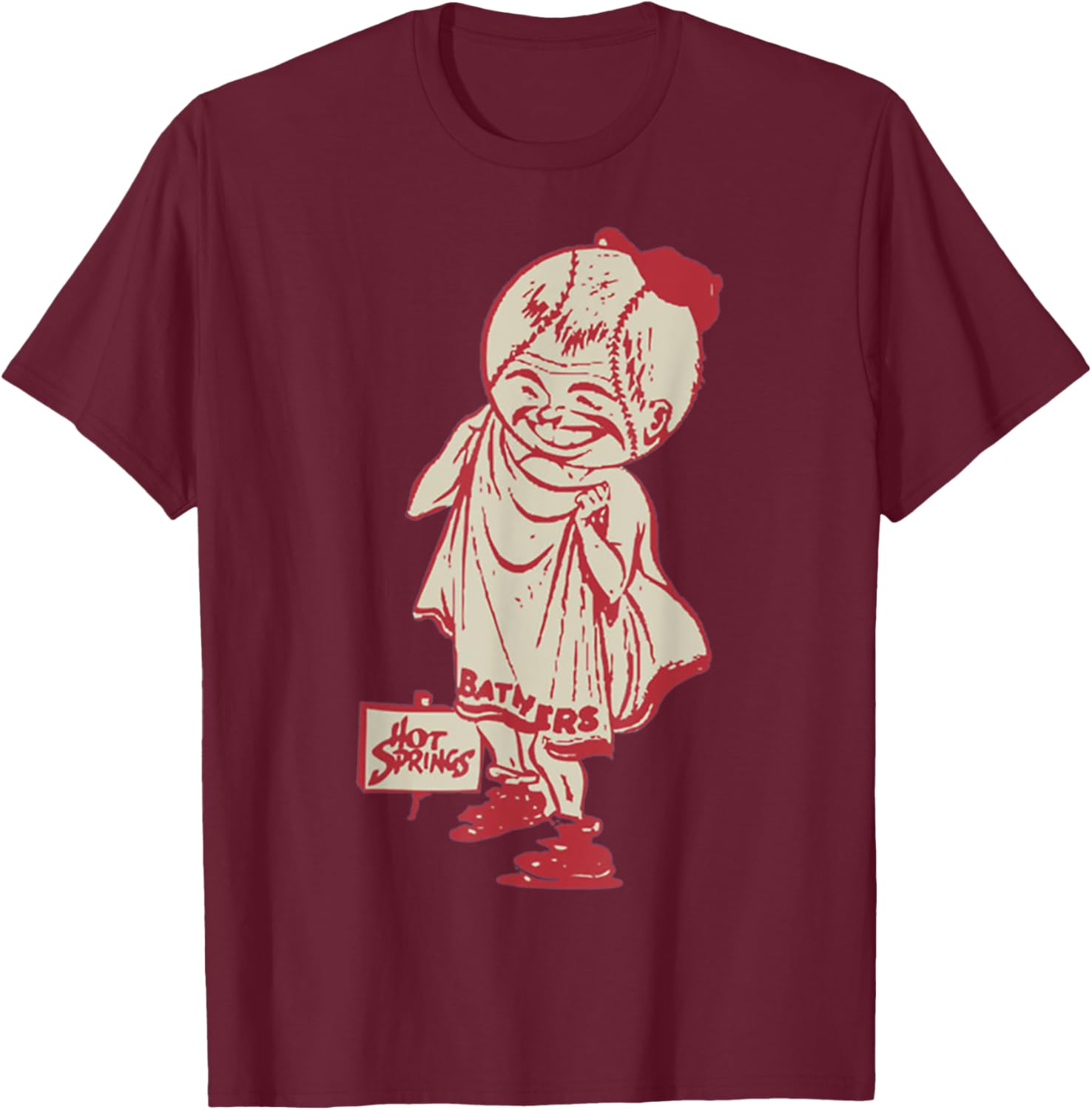 HOT SPRINGS BATHERS BASEBALL VINTAGE round neck T-Shirt - T-Shirt | Maroon