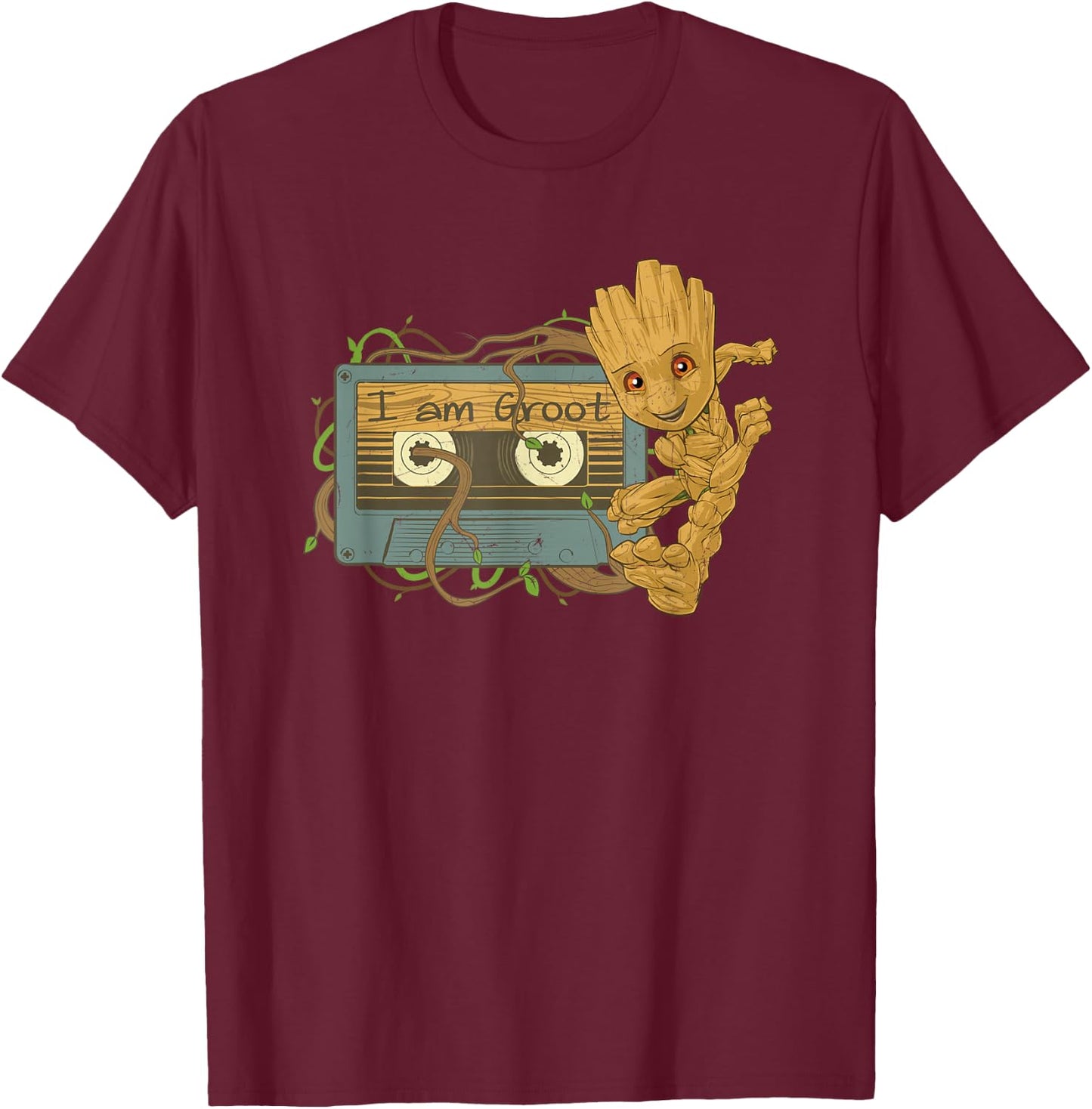Marvel Guardians of The Galaxy I Am Groot Mixtape Small T-Shirt - T-Shirt | Maroon