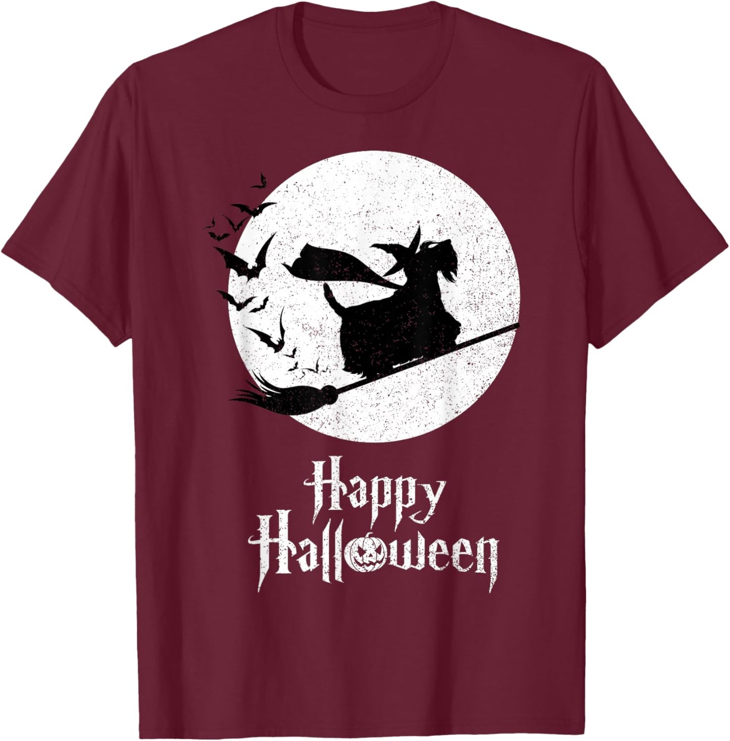 Funny Halloween Costume Witch SCOTTIE Dog Lover Gift Women Kids T-Shirt - T-Shirt | Maroon